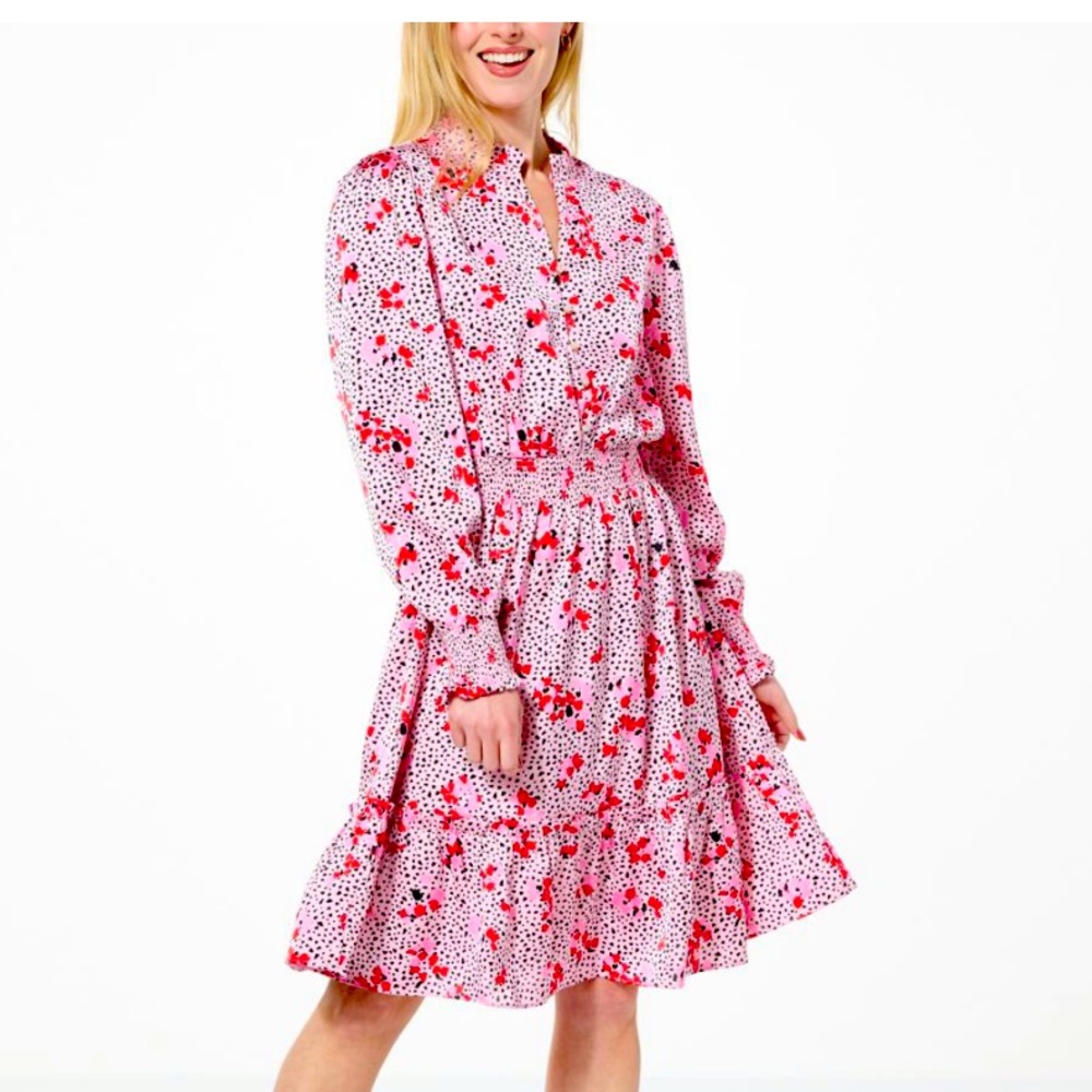 C Wonder by Christian Siriano Washed Satin Puff Sleeve Tiered Dress size M NWT